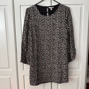 Amuse Society Black‎ and Cream Long Sleeve Short Shift Dress- Small